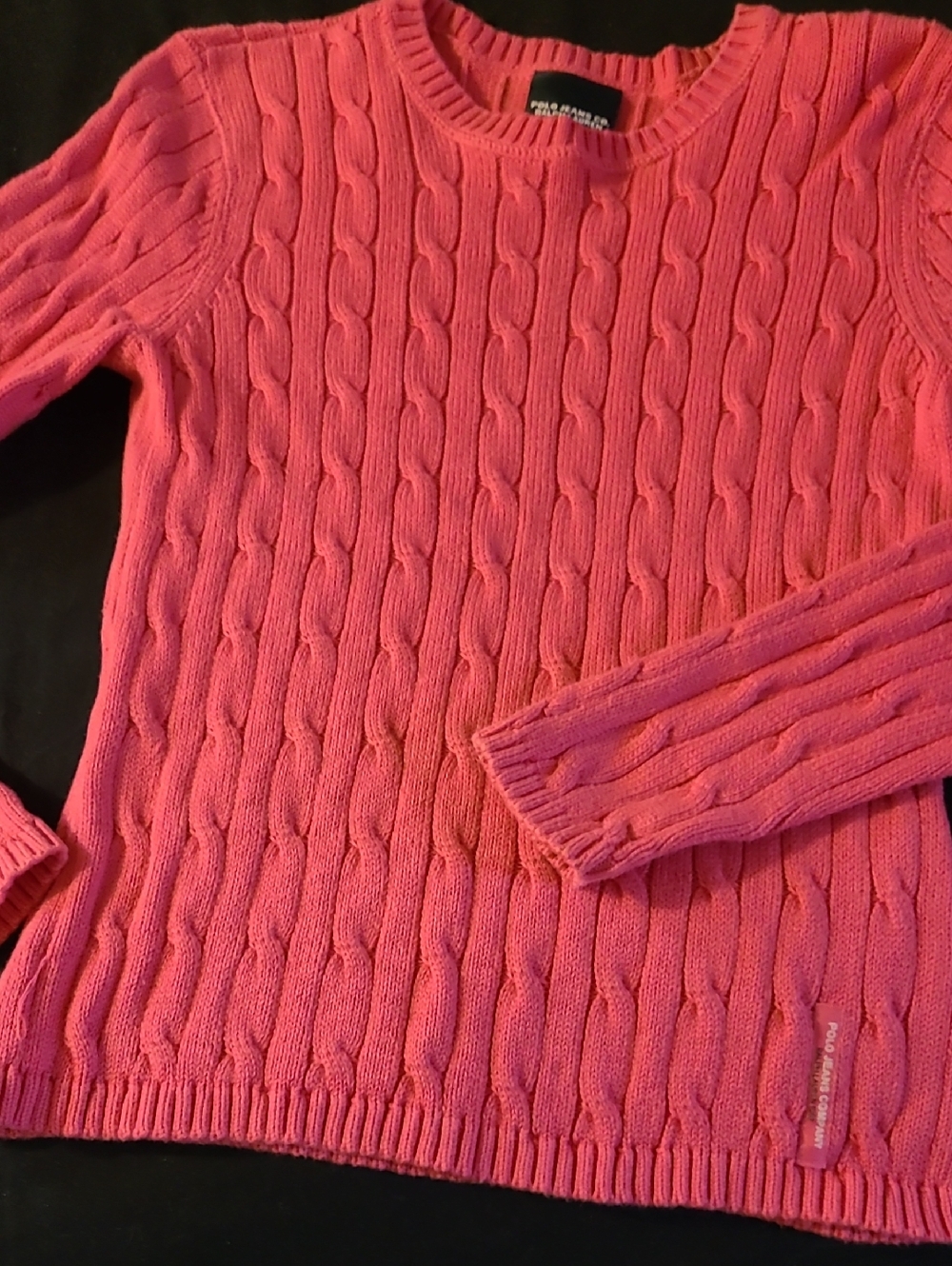 Polo by Ralph Lauren Pink Cable Knit Crewneck Sweater